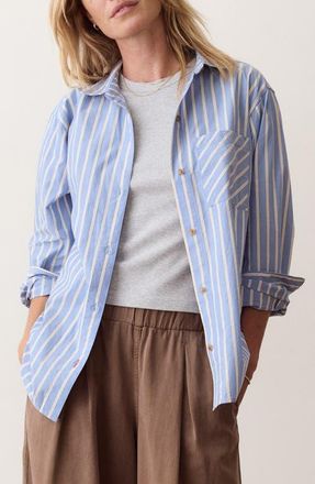 Marine Layer Jane Relaxed Striped Shirt in Blue Stripe at Nordstrom, Size X-Small