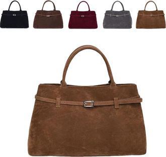 Generic Womens Suede Tote Shoulder Bag Large Capacity Top Handle Vintage Canvas Shoulder Tote Bag Faux Suede Bag (1PCS/A)