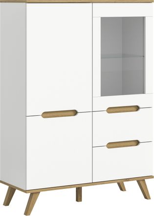 HOME AFFAIRE Highboard »Alesund, Höhe 140cm, 2 Türen, 1 Schubkasten,konischer Fuss, Scandi-Look« Anrichte, Schrank, Kommode, Midischrank, Wohnmöbel, Wohnzimmer