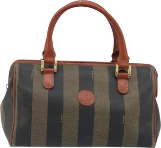 Fendi Pre-owned Handbags, female, Brown, Size: ONE SIZE Pre-owned Striped Boston Bag