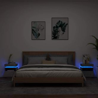 vidaXL Vidaxl - Mesitas De Noche Con Luces Led 2 Uds Gris Hormig&oacute;n 40x39x48,5cm