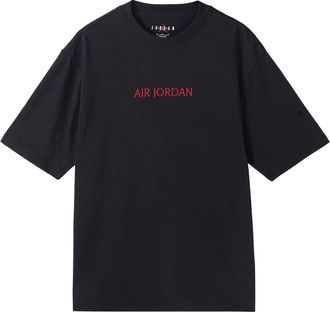 Nike Jordan Air Jordan Casual Solid Color Printing Round Neck Pullover Short Sleeve Black DO6100-010