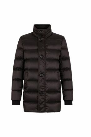 Moorer Mens Stand Collar Mid Length Down Coat In Asfalto