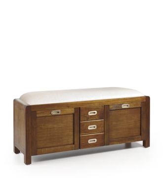 Moycor Banco zapatero tapizado de madera marr&oacute;n anch. 125 cm
