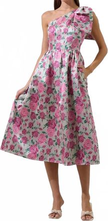 Sugarlips Dionne Jacquard Miley Bow Midi Dress In Pink Floral