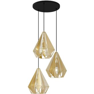 QAZQA Industrial Pendant Light Gold with Mesh 3-Light - Carcass