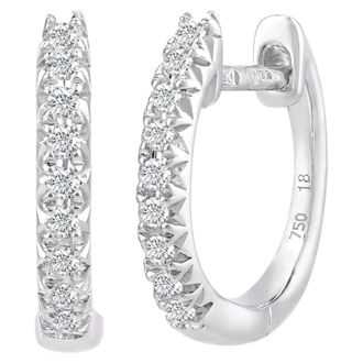 Diamant L'&eacute;ternel Womens 18ct White Gold 0.15ct Diamond Filled Hoop Earrings - One Size
