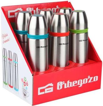 Orbegozo Orbegozo - Set Termos Identificador De Bebidas - Acero Inoxidable Resistente - Bandas De Colores - Sistema Antiderrame - Conserva Temperatura Por Hora