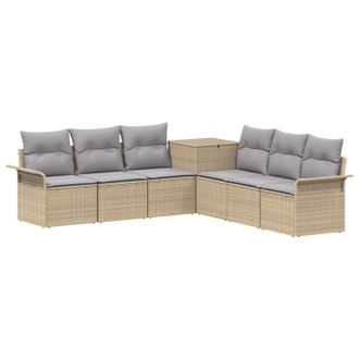 vidaXL Set Di Divani 7 Pz Beige E Grigio Chiaro Vidaxl