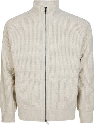 Altea Textured Waffle Knit High Collar Zip-Through Knit