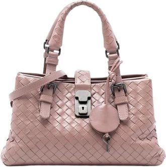 Bottega Veneta Pre-owned Handbags, female, Pink, Size: ONE SIZE Pre-owned Mini Roma Satchel