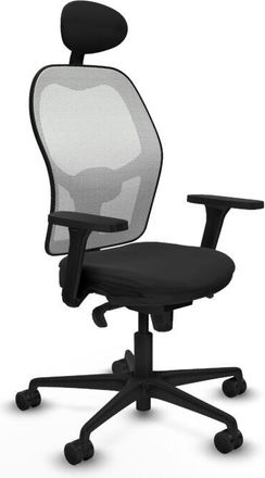 Piqueras y Crespo Piqueras Y Crespo - Jorquera Sincro Malla Blanca Similpiel Negro Brazos 3d Base Nailon Cabecero Fijo Ruedas 65mm Nailon