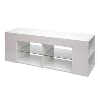 Hhg Hhg - Nunca Usado] Estanter&iacute;a Tv 640, Soporte Tv Mesa Tv Lowboard Mueble Tv Cajonera, Madera 50x144x40cm Compartimento De Almacenaje, Blanco Alto Bril