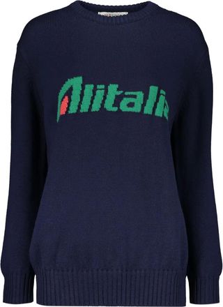 Alberta Ferretti Maglione con intarsio Alitalia - Blu