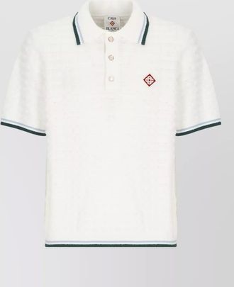 Casablanca boucl&eacute; waffle-knit short-sleeve polo shirt