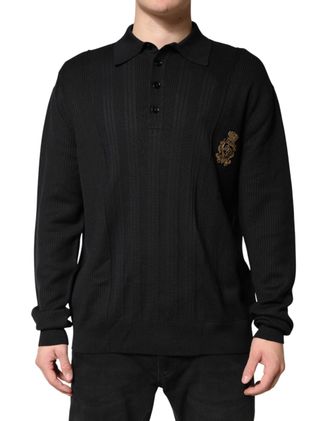Dolce & Gabbana Black Crest Long Sleeve Men Pullover Mens Sweater
