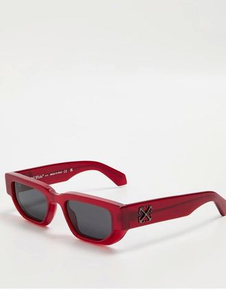 Off-white Mens Greeley Rectangle Full Rim Sunglasses - Burgundy Grey - Size: ONE size