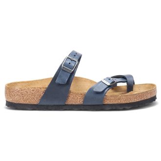 Birkenstock Mayari Oiled Leather Unisex Slip On Sandals - Blue - Size:UK 4.5