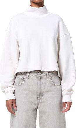 A Gold E Isra Mock Neck Fleece Cotton Pullover in Wired at Nordstrom, Size X-Small