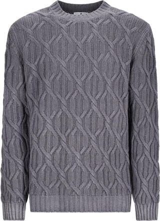 Pantaloni Torino Gebreide Trui met Kabelpatroon - Heren - Ronde hals truien - Grijs - L - Truien & Vesten