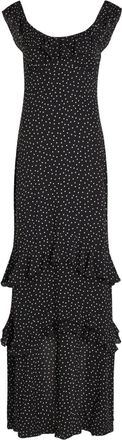 Reformation ruffled polka-dot maxi dress - Black