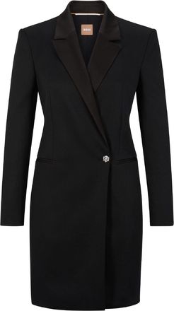 HUGO BOSS Womens Dackea Solid Patterned Blazer in Black - Size 10 UK
