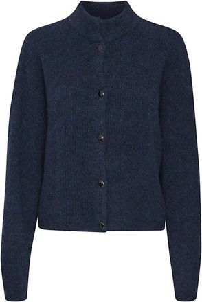 Gestuz Zachte Gebreide Cardigan met Knopen - Dames - Vesten - Blauw - L - Wol - Truien & Vesten
