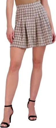 Ookie & Lala Pleated Tweed Skirt in Mauve/Brown at Nordstrom Rack, Size X-Small