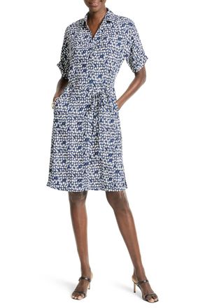 Nic+Zoe Etched Angles Belted Devon Dress In Indigo