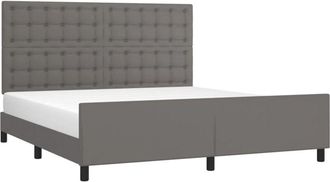 vidaXL Vidaxl - Estructura de cama sin colchón cuero sintético gris 160x200 cm