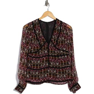 Longchamp Print Silk Blouse in Burgundy at Nordstrom Rack, Size 8 Us / 40 Fr