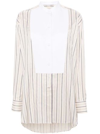 Stella McCartney Camicia a righe con inserto a contrasto - Toni neutri