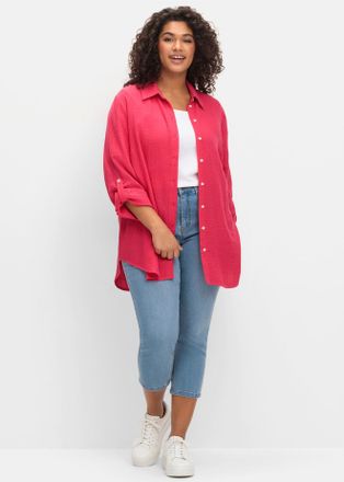 Sheego 7/8-Jeans SHEEGO, Damen, Gr. 44, Normalgr&ouml;ssen, blau (blau denim), 44% Baumwolle, 36% Viskose, 19% Polyester, 1% Elasthan, unifarben, 7/8-L&auml;nge, Jeans