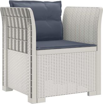vidaXL Sill&oacute;n Individual Con Cojines Apariencia De Ratan Pp Blanco Vidaxl