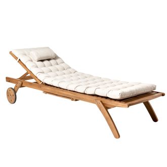 Beliani Beliani - Tumbona De Jard&iacute;n Patio Piscina De Madera Natural Con Coj&iacute;n Beige Claro Cesana