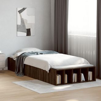 vidaXL Estructura De Cama Madera De Ingenier&iacute;a Marr&oacute;n Roble 90x190 Cm Vidaxl