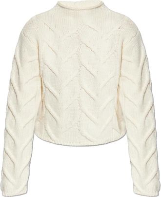 Frame Denim The Cable Funnel Sweater - Dames - Ronde hals truien - Wit - XS - Wol - Truien & Vesten