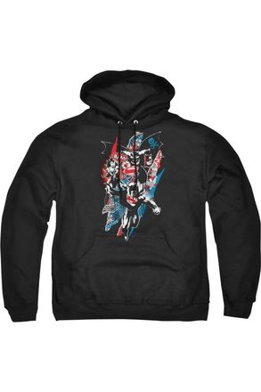 Gildan Batman V Superman Ripped Trio 2 Adult Pull Over Hoodie / Hooded Sweatshirt