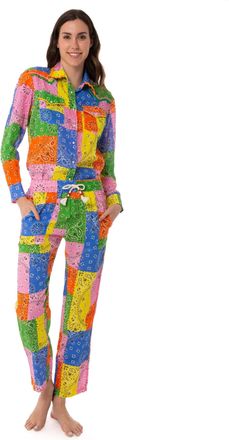 MC2 Saint Barth Woman Linen Pants With Multicolor Bandanna Print