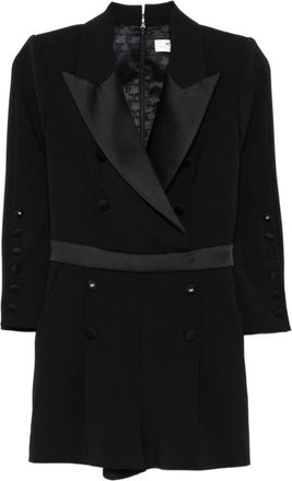 Elisabetta Franchi Short Jumpsuit - Dames - Playsuits - Zwart - XS - Leer - Jumpsuits & Playsuits