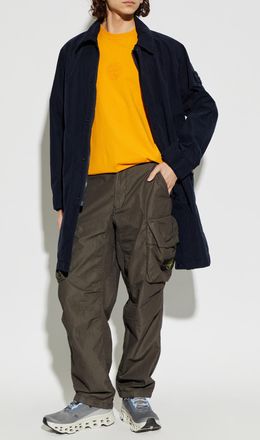 Stone Island Parka With Hood And Logo Patch, Mens, Navy Blue