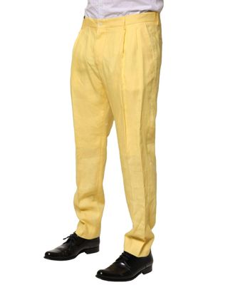 Dolce & Gabbana 100% Flax Tapered Trousers - Yellow