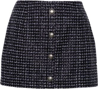 Alessandra Rich metallic-threading tweed skirt - women - Polyester/Polyamide/Viscose - 42 - Blue