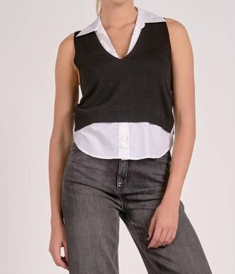 Elan Yuma Layered Sweater Vest In Black