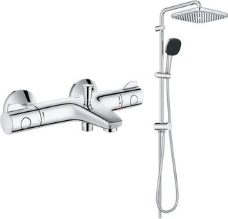 GROHE Pack Mezclador Termost&aacute;tico Para Ba&ntilde;o/ducha Grohe Grohtherm 800 + Columna Grohe Vitalio Comfort 250 Con Inversor, Acabado Cromado