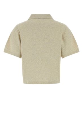 Isabel Marant Womens Melange Grey Cotton Blend Althea Polo Shirt Lightgrey Exterior: Wool T-shirts And Polos