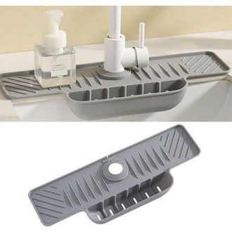 OEM Protector Antisalpicaduras De Silicona Para Grifos De Cocina Y Ba&ntilde;o, Fijaci&oacute;n Trasera Con Argolla, Color Gris