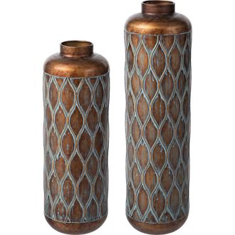 Glitzhome Set of 2 Metal Antique Cylinder Floor Decorative Vases in Brown at Nordstrom, Size Medium