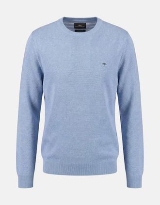 Fynch-Hatton Mens Fine Knit Air Cotton Crewneck Sweater New Breeze - Blue - Size: 42