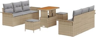 vidaXL Vidaxl - Garden Sofa Set Height-Adjustable 9 pcs Beige Poly Rattan